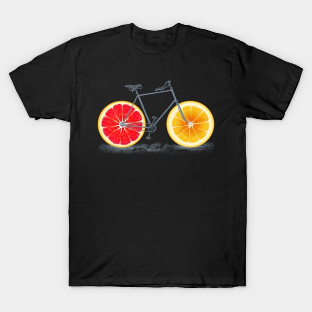 Vintage Orange Old Bike with Retro Cycle Frame T-Shirt by Olloway